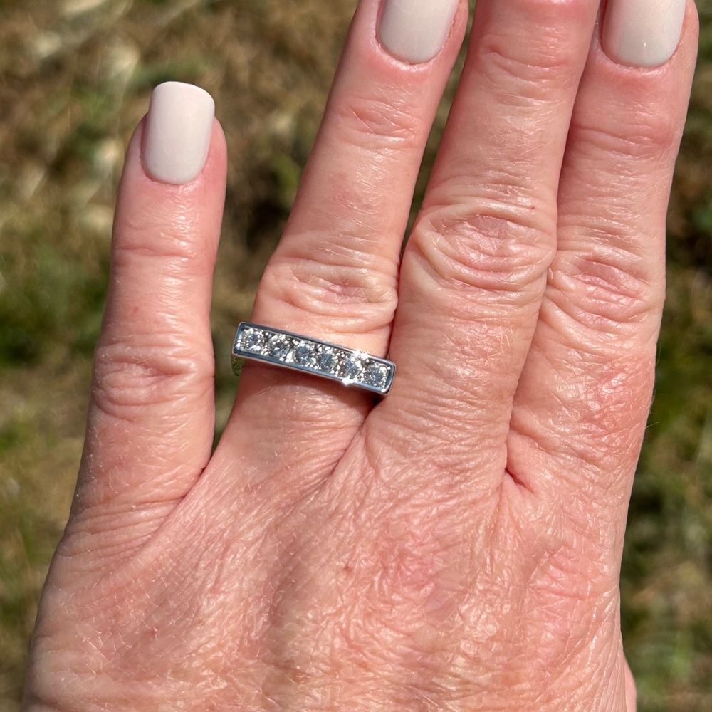 Camille Lucie Silver & CZ Square Cut Bar Ring